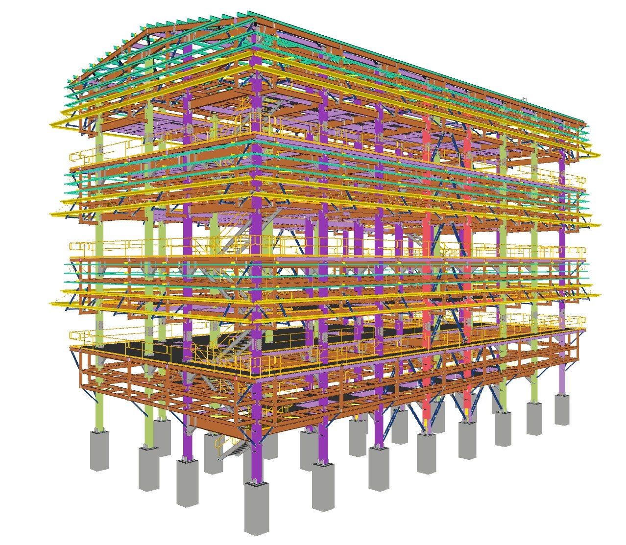 3D structural steel model of a multi-level process plant developed by Cheminsight