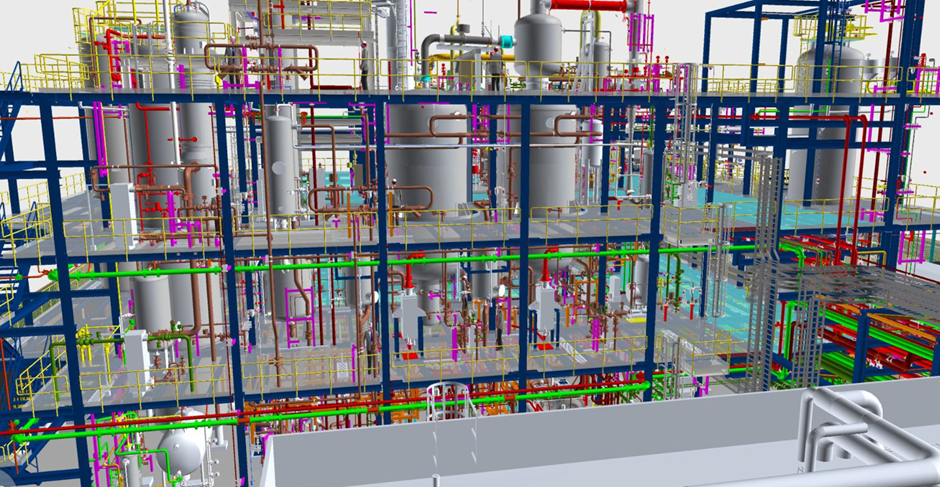 3D piping model of a process plant developed by Cheminsight